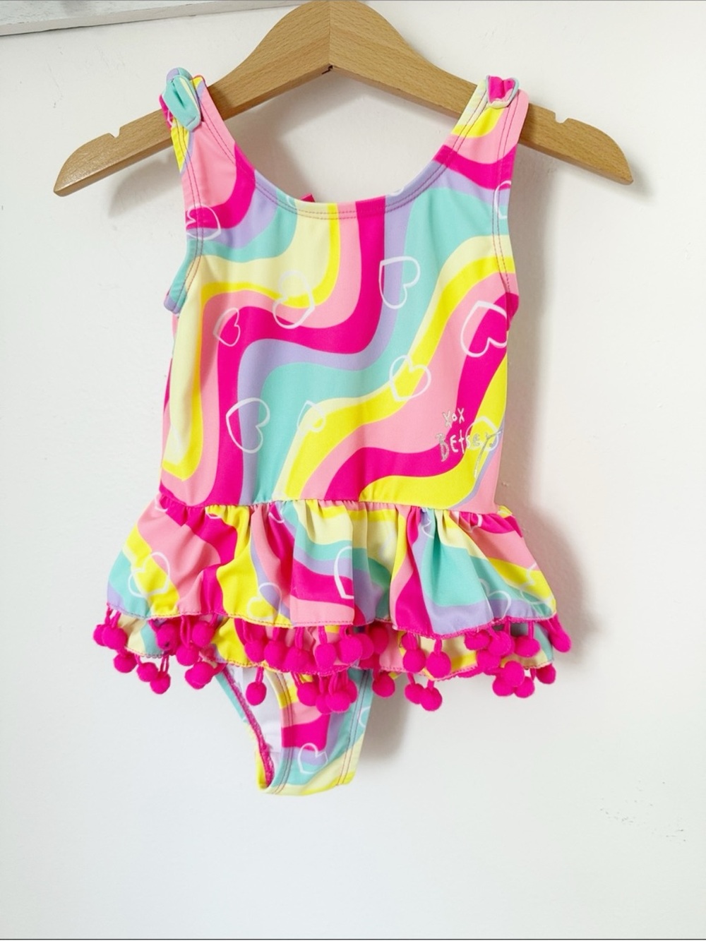 Betsey Johnson baby colorful Pom Pom swimsuit size 2T